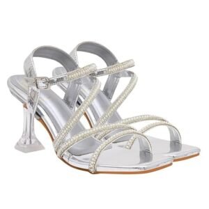 silver rhinestone heels